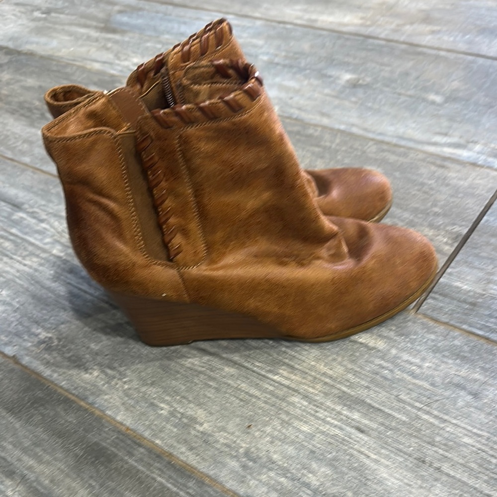 Maurice’s Brown Wedge Ankle Boots